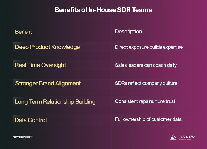 Benefits of Hiring SDRs for B2B In-House
