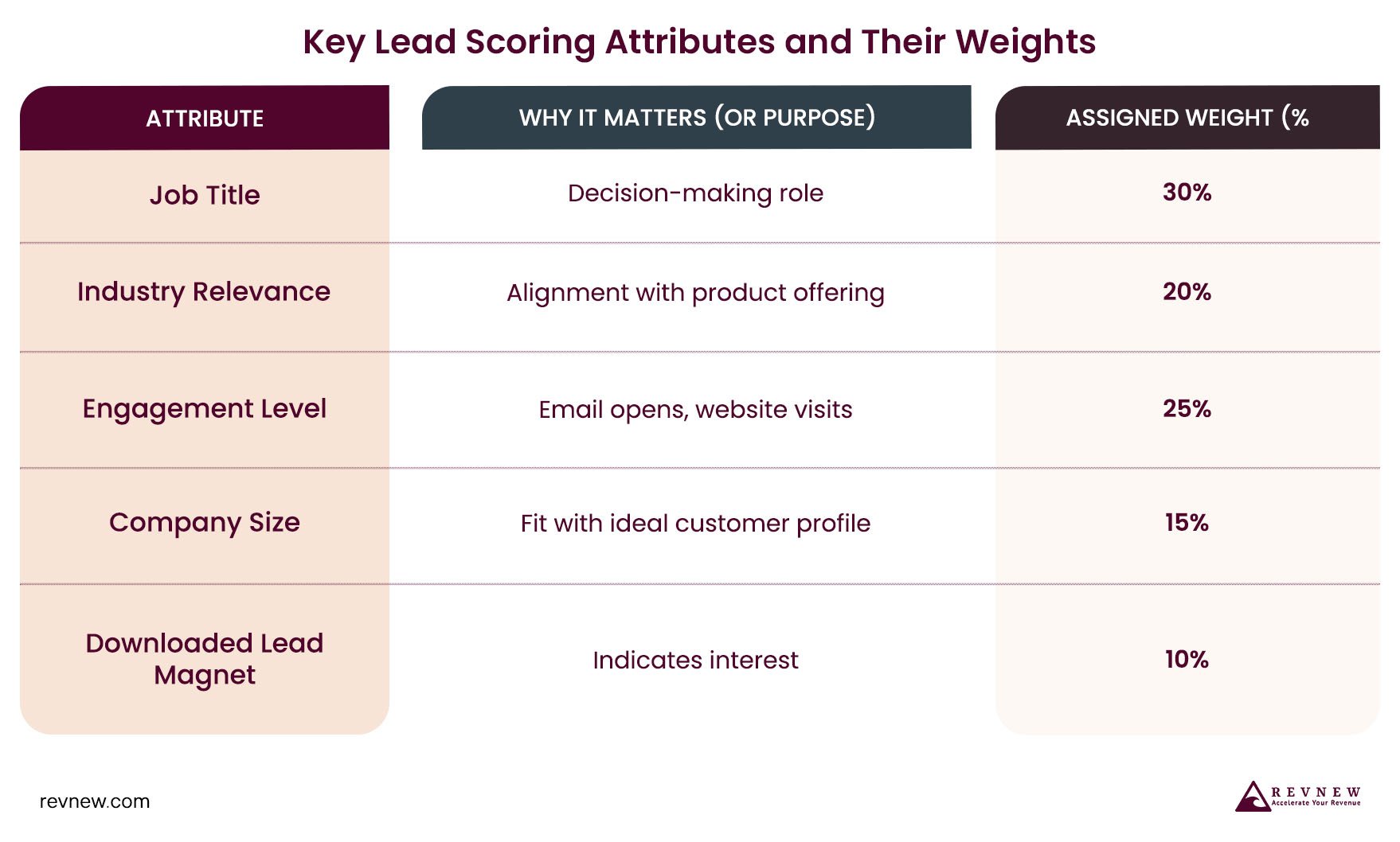 Key Lead Scoring Attributes and Their Weights
