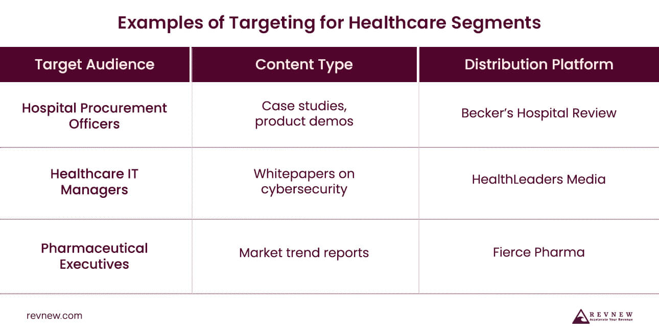 Examples of Targeting for Healthcare Segments