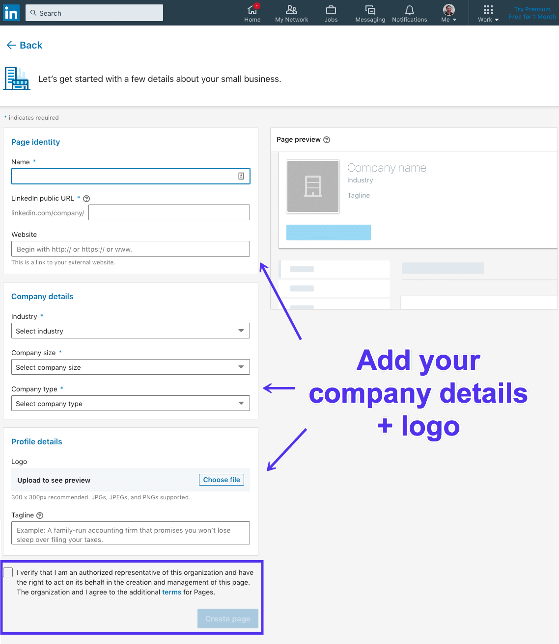 LinkedIns Create a Company Page