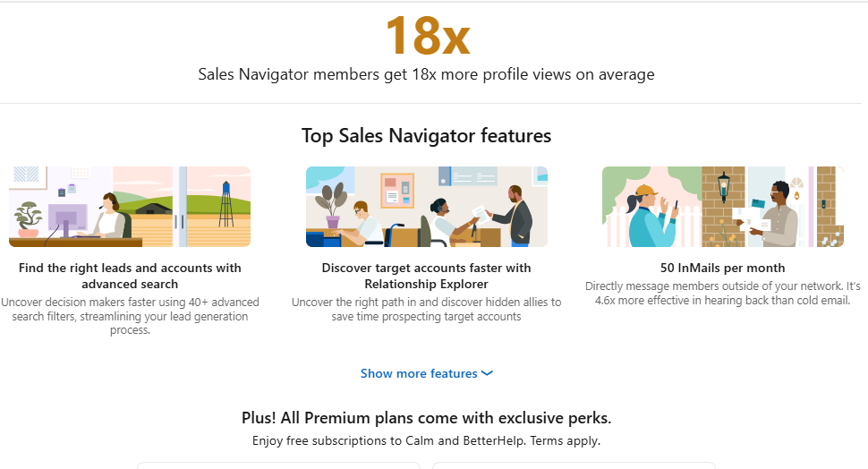 Sales Navigator homepage