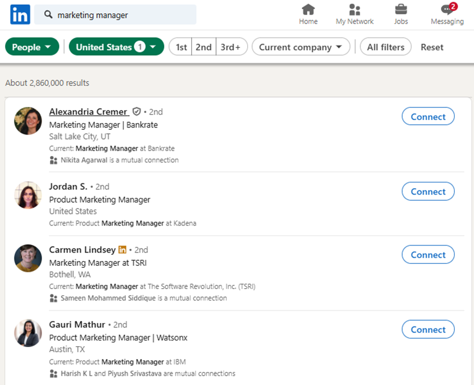 Use LinkedIn Search Filters