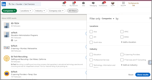 additional search filters