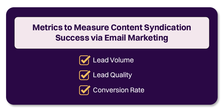metrics to measure content syndication success via email marketing